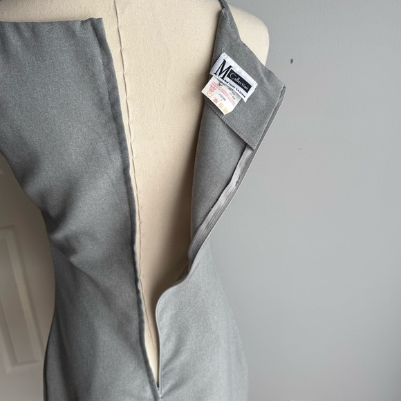 Vintage 90s Y2K Grey Minimalist Sheath Dress XS Halter Mini Short Capsule Canada - Picture 12 of 14